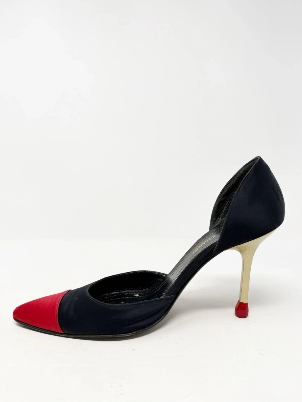 Chanel Allumette Matchstick D’Orsay Pumps Satin Heels Womens Size EU 40.5